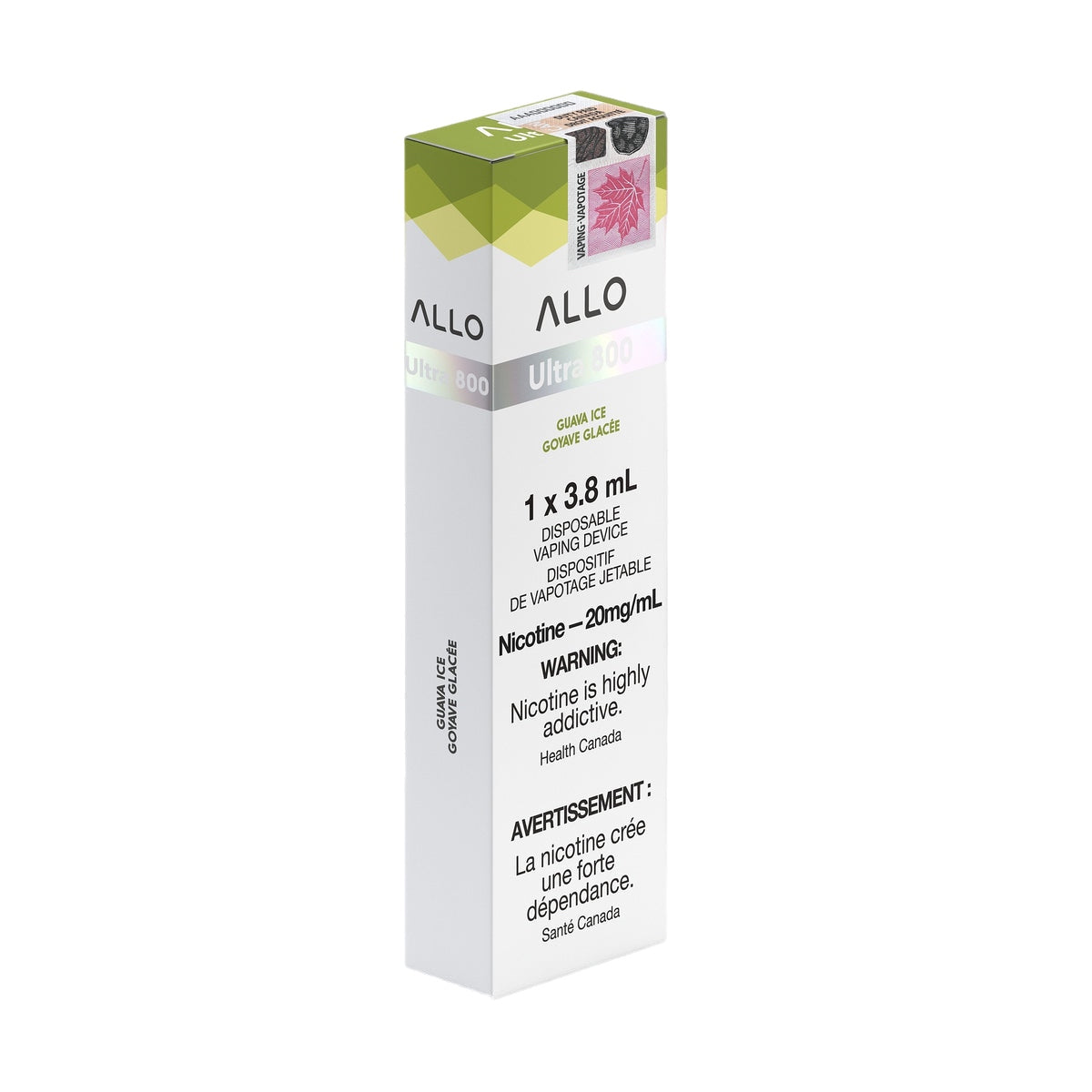 allo ultra 800 puff disposable vape packaging 20mg guava ice.jpg