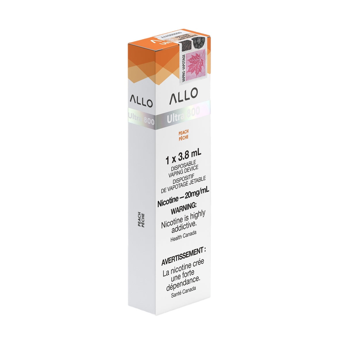 allo ultra 800 puff disposable vape packaging 20mg peach.jpg